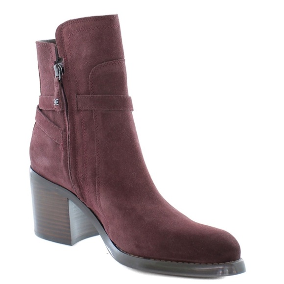 NWOT Sam Edelman Maroon Ankle Booties with Buckle Detail-Size 6 - Picture 2 of 13